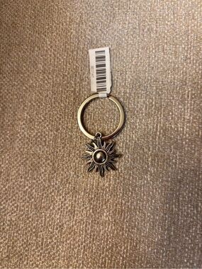 New Sunburst Charm Keyring - Silver Tone